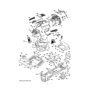 Chassis Diagram and Parts List for 917223830  Husqvarna Lawn Tractor