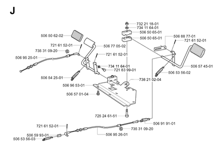 Pedals Diagram and Parts List for R11BIO (953519901)(2004-01) Husqvarna Lawn Tractor