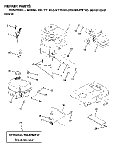Engine And Cutting Equipment Diagram and Parts List for YT150 (HEYT150A, 954820031)(1996-01) Husqvarna Lawn Tractor