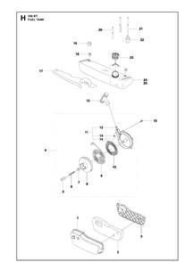 Fuel Tank Diagram and Parts List for 356BT  Husqvarna Leaf Blower / Vacuum