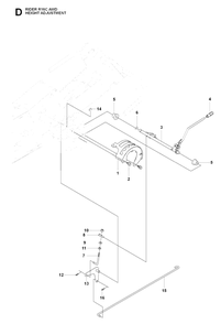 Height Adjustment Diagram and Parts List for R16CAWD (966830301)(2009-04) Husqvarna Lawn Tractor