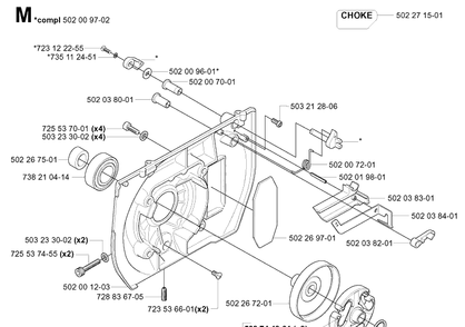 Clutch Diagram and Parts List for 265RX 20012600001-20023100000 Husqvarna Brush Cutter