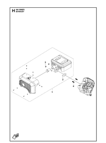 Exhaust Diagram and Parts List for 598610401 2021-07 Husqvarna Engine
