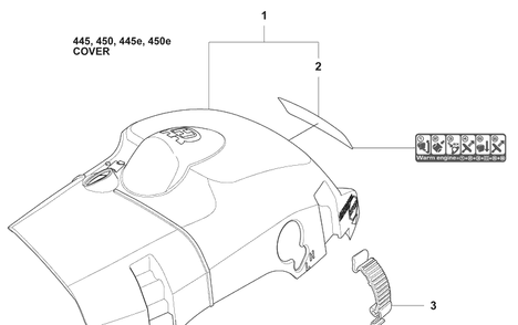 Cover Diagram and Parts List for 450E 2009-02 Husqvarna Chainsaw