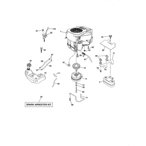 Engine Diagram and Parts List for YT42DXLS-96043020400  Husqvarna Lawn Tractor