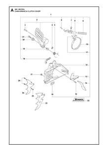 Chain Brake And Clutch Cover Diagram and Parts List for 395XP/ (XPG - 395 XP EPA)(20163900001-20193499999) Husqvarna Chainsaw