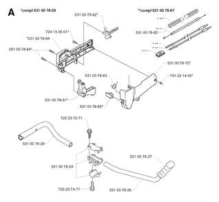 Handle And Controls Diagram and Parts List for 142R 20001900001 & Above Husqvarna Trimmer