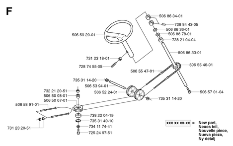 Steering Diagram and Parts List for R11 2003-01 Husqvarna Lawn Tractor