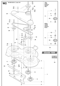 103cm Cutting Deck Diagram and Parts List for RIDER175AWD (965105001)(2009-04) Husqvarna Lawn Mower