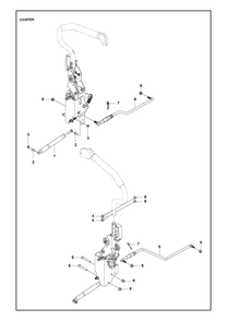 Steering - Controls And Damper Diagram and Parts List for XCITETMZ345 Z350 Husqvarna Lawn Tractor