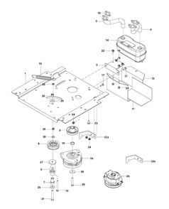 Engine Mounting, Guards And Muffler Diagram and Parts List for RZ4824TFBF (96700380302)(2015-05) Husqvarna Lawn Mower