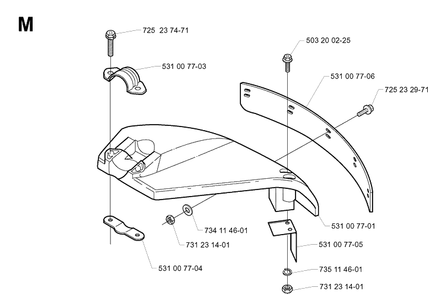 Guards Diagram and Parts List for 142R 19994000001-20001900000 Husqvarna Brush Cutter