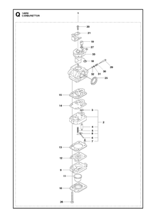 Carburetor Diagram and Parts List for 143RII 20143600001-20150400000 Husqvarna Brush Cutter