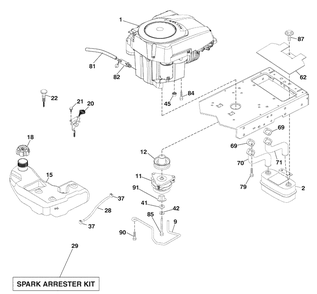 Engine Diagram and Parts List for LGT2554 (96043006100)(2009-04) Husqvarna Lawn Mower