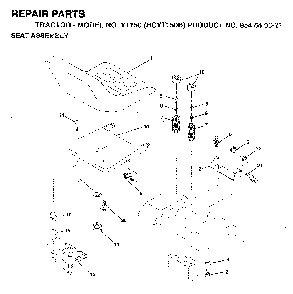 Seat Diagram and Parts List for YT150 (HCYT150B, 954840021)(1996-04) Husqvarna Lawn Tractor