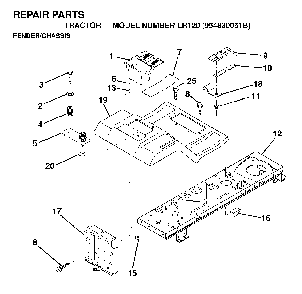 Chassis / Frame Diagram and Parts List for LR120 (954830051B)(1996-05) Husqvarna Lawn Tractor