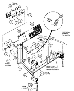 Brake Pedal And Cable Assembly - Vehicle With Two-Wheel Brakes Diagram and Parts List for HUV4210GXP 2005-06 Husqvarna Lawn Tractor