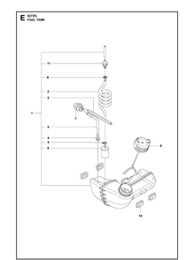 Fuel Tank Diagram and Parts List for 327ES 20144900001-Current Husqvarna Edger