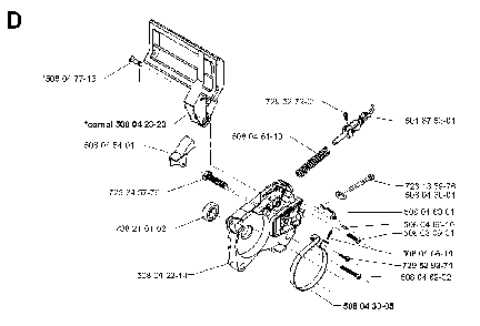 Chain Brake Diagram and Parts List for 16000 19984000001 Husqvarna Chainsaw