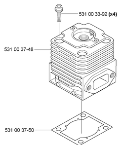 Cylinder Diagram and Parts List for 165BT 2005-08 - US Husqvarna Leaf Blower / Vacuum