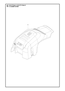 Cylinder Cover Diagram and Parts List for 550XP-XPG Mark II Husqvarna Chainsaw