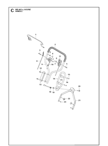 Handle Diagram and Parts List for WB48SE 96644090204 Husqvarna Lawn Mower