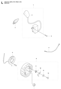 Ignition System Diagram and Parts List for 345FXT 20081800001-20103600000 Husqvarna Brush Cutter