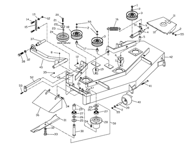 Deck Assembly Diagram and Parts List for ZTHKH4820 2000-05 Husqvarna Lawn Mower