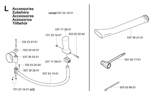 Accessories 2 Diagram and Parts List for 356BF 20044000001-20144899999 Husqvarna Leaf Blower / Vacuum