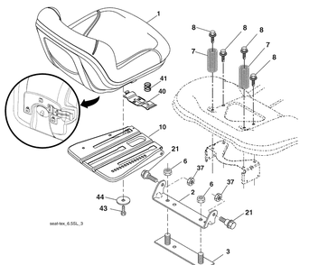 Seat Assembly Diagram and Parts List for 2748GLS (96043006500)(2008-12) Husqvarna Lawn Mower