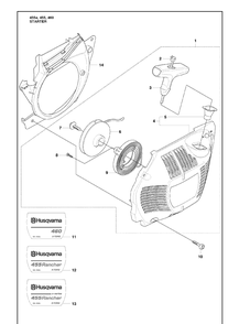 Starter Diagram and Parts List for 455E 2009-10 Husqvarna Chainsaw