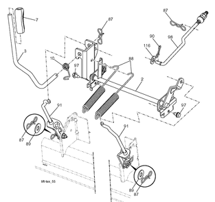Mower Lift / Deck Lift Diagram and Parts List for YTA24V48  Husqvarna Lawn Tractor