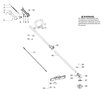 Trimmer-Shaft\tube\handle Diagram and Parts List for 125LD 2006-12 Husqvarna Trimmer