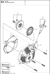 Starter Diagram and Parts List for 236  Husqvarna Chainsaw