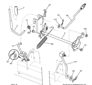 Mower Lift / Deck Lift Diagram and Parts List for YTH22V46 (96043021300)(2015-09) Husqvarna Lawn Tractor
