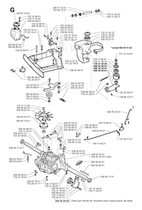 Transmission Diagram and Parts List for PF20 1998-10 Husqvarna Lawn Tractor