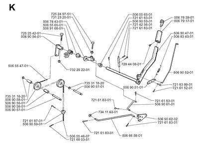 Controls Diagram and Parts List for R970 1997-03 Husqvarna Lawn Tractor