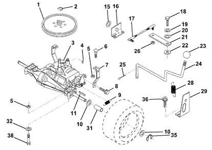 Transaxle Diagram and Parts List for LR121 (954140001-A)(1996-08) Husqvarna Lawn Tractor