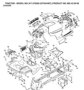 Chassis And Enclosures Diagram and Parts List for GTH2448T (917279260)(2006-06) Husqvarna Lawn Tractor