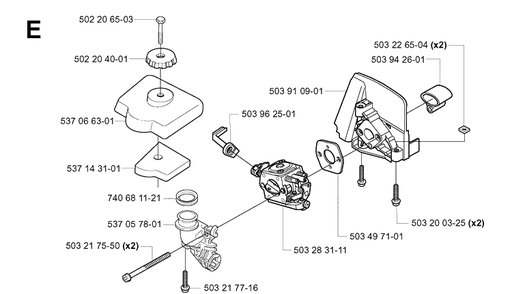 Carburetor And Air Filter Diagram and Parts List for 326P 20042300001-20062700000 Husqvarna Pole Saw