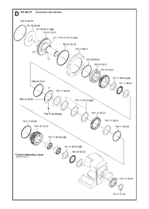 Feeding Gears Diagram and Parts List for WS482HF (00000001275 - 20134501536)(2012-07) Husqvarna Circular Saw