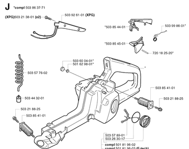 Fuel Tank Diagram and Parts List for 353 20023500001-20041000000 Husqvarna Chainsaw