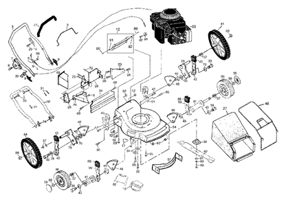 General Assembly Diagram and Parts List for 6022CH (954222701-B)(2001-10) Husqvarna Lawn Mower