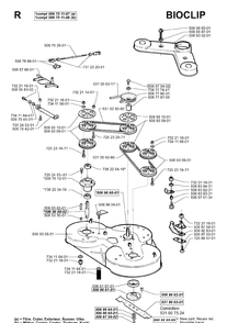 103cm Cutting Deck Diagram and Parts List for RIDER970 1998-03 Husqvarna Lawn Mower