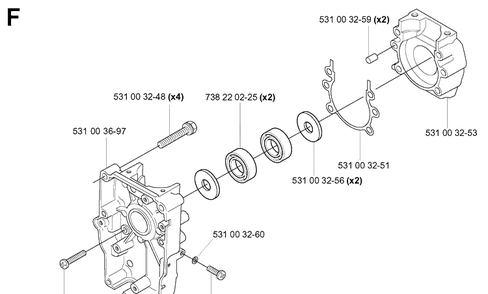 Crankcase Diagram and Parts List for 155B 20014000001-20041499999 Husqvarna Leaf Blower / Vacuum