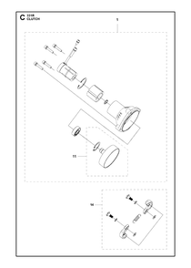 Clutch Diagram and Parts List for 331R 20191400001 & Above Husqvarna Brush Cutter