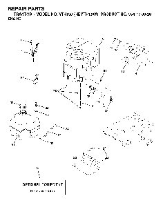 Engine And Cutting Equipment Diagram and Parts List for YTH130 (HEYTH130K, 954170026)(2001-01) Husqvarna Lawn Tractor
