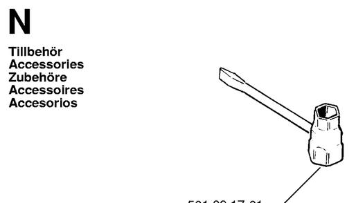 Accessories Diagram and Parts List for 51 19982300001-20001900000 Husqvarna Chainsaw