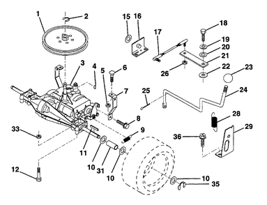 Transaxle Diagram and Parts List for LR12 (954002701-D)(1996-01) Husqvarna Lawn Tractor