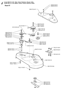 97cm Cutting Deck Diagram and Parts List for PR14 2000-02 Husqvarna Lawn Mower
